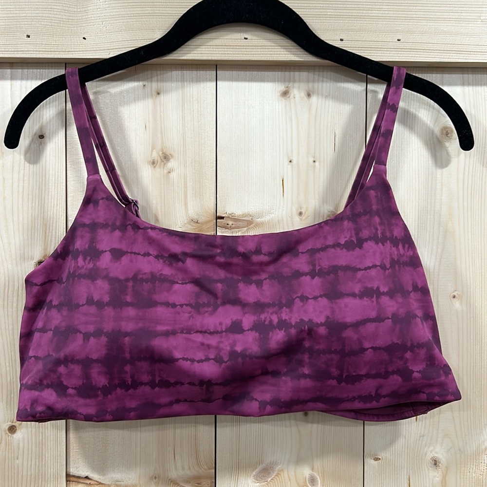 Athleta Scoop Printed Bikini Top in Tahiti Vintage Plum - XL